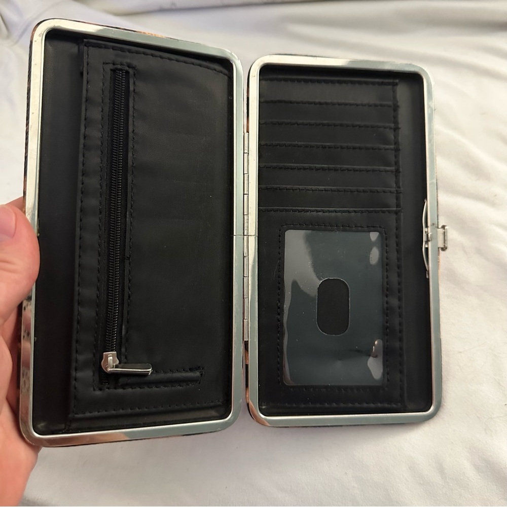 Leopard Print Brown & Black Rectangular Clutch Wallet - Picture 4 of 8